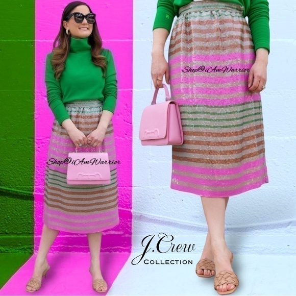 J.Crew Collection multi striped sequin midi skirt *Shop@iAmWarrior - Picture 6 of 17